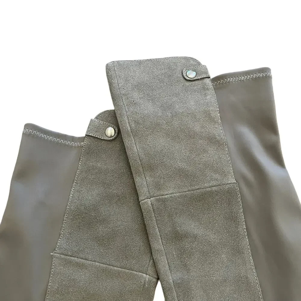 Chinese Laundry Robin Over Knee Suede Boot 6.5 Stretch Panel Pull On Riding Gray